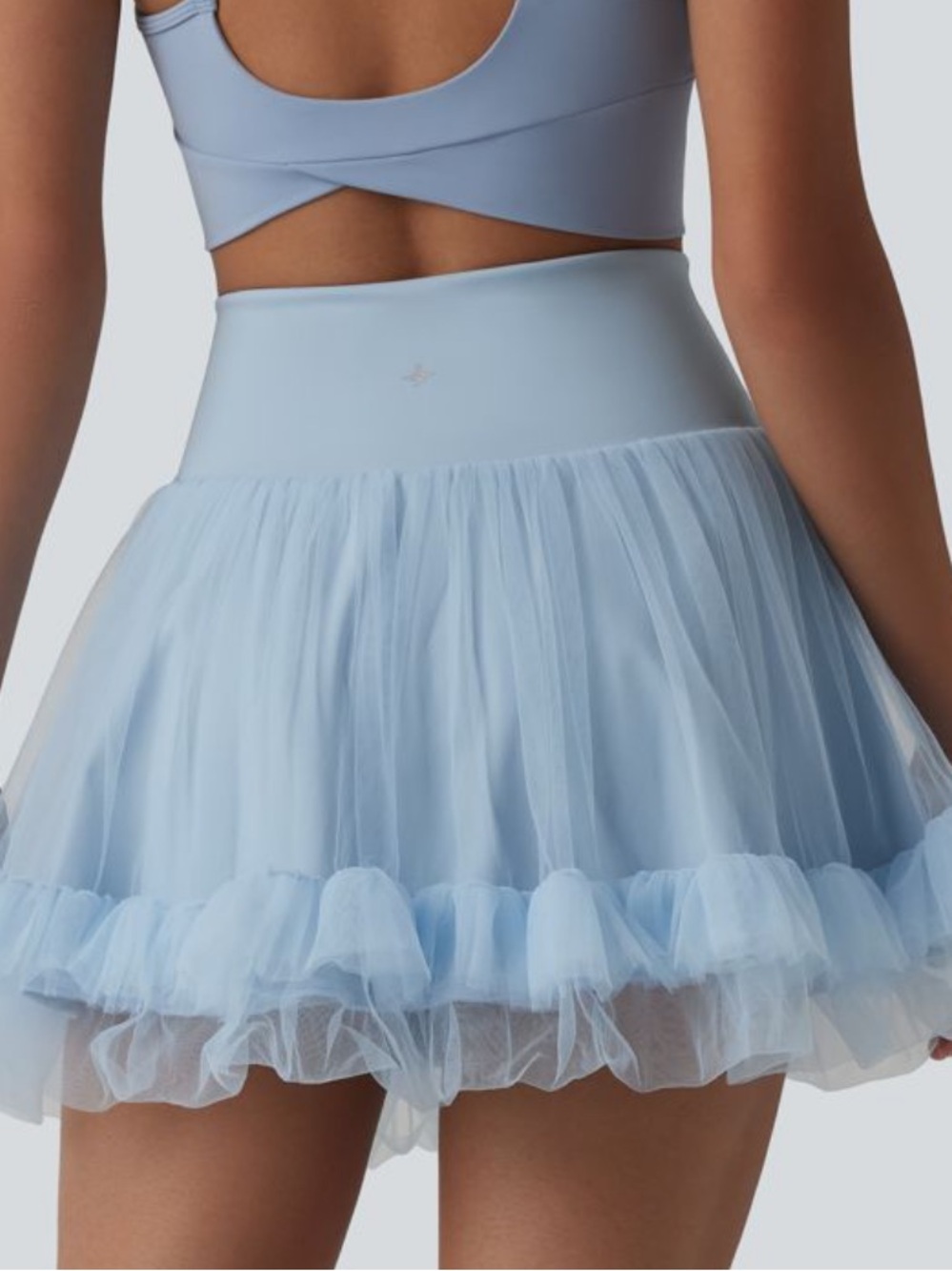HALARA Light Blue Tulle Skort with Ruffled Hem - Picture 4 of 6